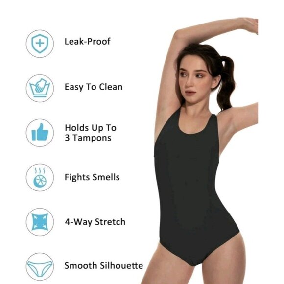 Feitycom Period Swimwear-Menstrual Swimwear One Piece Leakproof Built-in Bra XXL - Picture 13 of 15